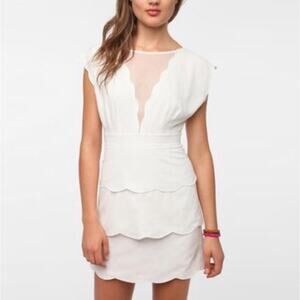 Urban Outfitters Coincidence & Chance White Tiered Mesh Panel Dress